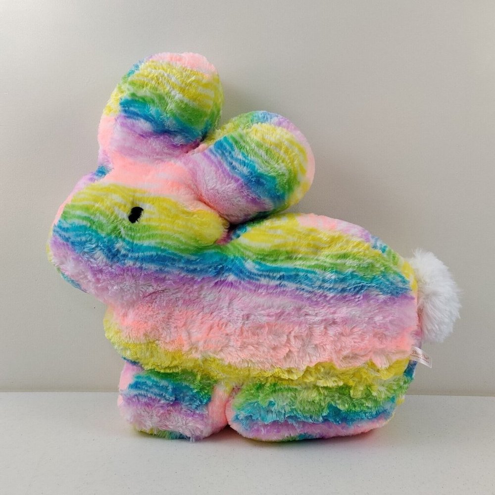 Dan Dee Bunny Rabbit Shaped Pastel Rainbow Plush 24" Stuffed Pillow Animal Peep